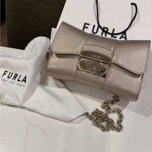 Furla Gold Clutch with Chain